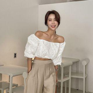Off-shoulder Zip-back Blouse Ivory - One Size
