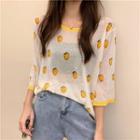 Fruit Print Short-sleeve T-shirt / Straight Cut Jeans