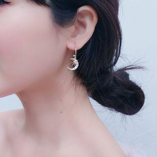 Rhinestone Crescent Drop Earring 1 Pair - Gold - One Size