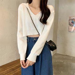 Shawl Collar Ribbed Knit Top