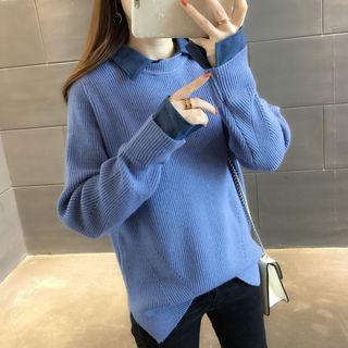 Collared Paneled Sweater