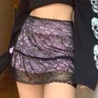 Bow Accent A-line Lace Mini Skirt