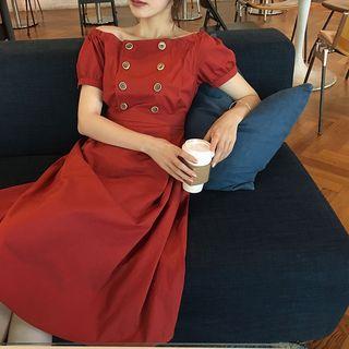 Off-shoulder Short-sleeve Cargo Dress