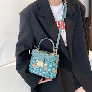 Print Faux Leather Box Crossbody Bag