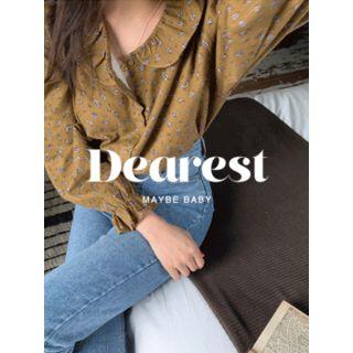 Round-collar Floral Blouse One Size