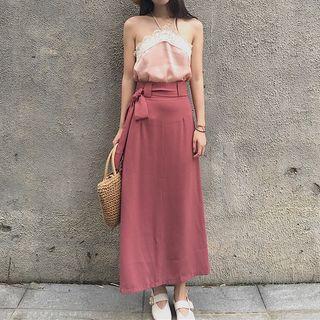 Lace Trim Halter Top / A-line Skirt