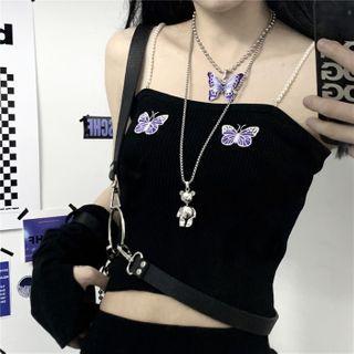 Sleeveless Butterfly Embroidered Top