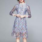 Floral Lace Midi A-line Dress