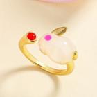 Faux Crystal Rabbit Open Ring Gold - One Size