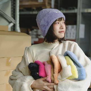 Mink Fur Applique Knit Hat