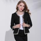 Fringed Tweed Button Coat