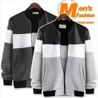 Faux-leather Neoprene Baseball Jacket