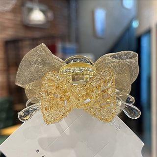 Bow Rhinestone Organza Hair Clamp Champagne - One Size