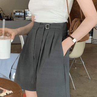 Buckle-waist Dress Shorts