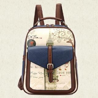 Faux Leather Printed Backpack