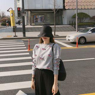 Beribboned-detail Puff-shoulder Sweatshirt