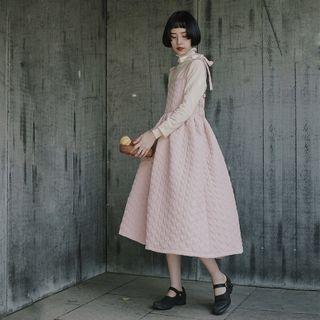 Midi Pinafore Dress Pink - One Size