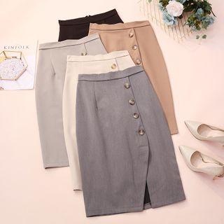 Button-up Midi Fitted Skirt