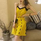 Color-block Slim-fit Sleeveless Dress