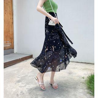 Print Midi Wrap Skirt Black - One Size