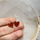 Geometric Alloy Heart Earring 1 Pair - Red - One Size