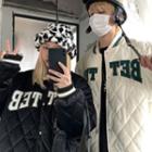 Couple Matching Quilted Lettering Baseball Jacket