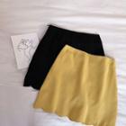 Plain High-waist Chiffon A-line Skirt