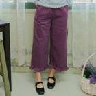 Wide-leg Frilled Corduroy Pants Purple - One Size