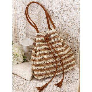 Striped Woven Shoulder Bag