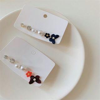 3 Pair Set: Butterfly / Flower / Faux Pearl / Rhinestone Earring (assorted Designs)