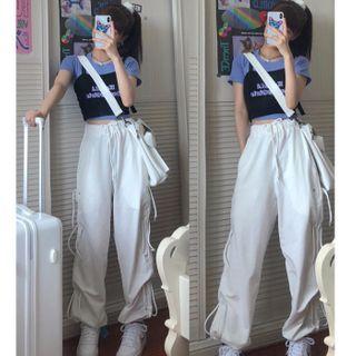Short-sleeve T-shirt / Cropped Camisole Top / Drawstring Wide-leg Pants