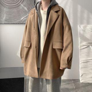 Mock Two Piece Single Breasted Woolen Coat