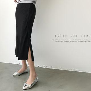 Slit-side Knit Long Skirt