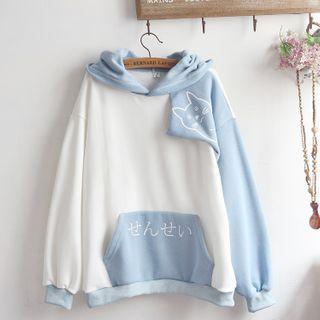 Color Block Fleece-lined Hoodie