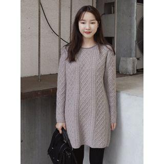 Round-neck Textured Knit Minidress