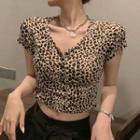 Leopard Print Cropped Top Leopard T-shirt - One Size