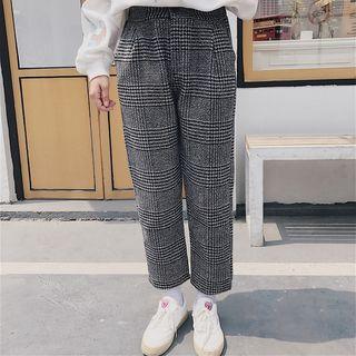 Houndstooth Straight-cut Pants