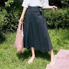 Tie-waist Linen Blend Maxi Skirt