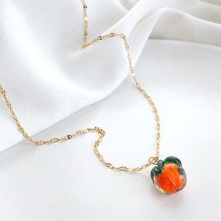 Pendant Necklace Gold & Tangerine - One Size