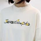 Lace-detail Lettering Embroidered Sweatshirt