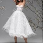 Spaghetti Strap Fringed Trim Midi Corset Dress
