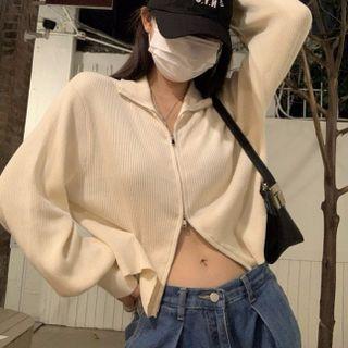 Knit Zip Jacket Off-white - One Size