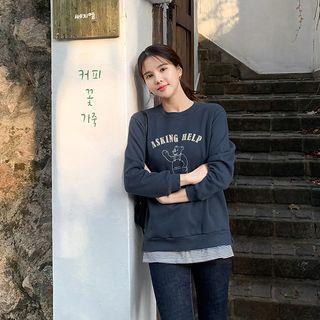 Printed Striped-layer Pullover