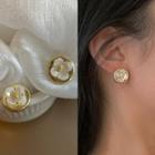Flower Stud Earring 1848a - 1 Pair - White Flower - Gold - One Size