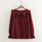 Peter Pan Collar Long-sleeve Blouse