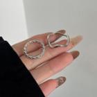 Set Of 2: Chain / Wavy Alloy Ring Set Of 2 - Silver - One Size