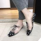 Dotted Toe Cap Lace-up Clear Panel Mules