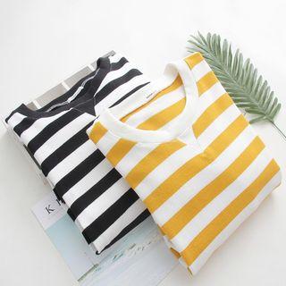 Frill-trim Striped Sweatshirt