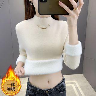 Chain Detail Mock-neck Sweater