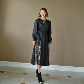 Pleat-detail Long Wrap Dress